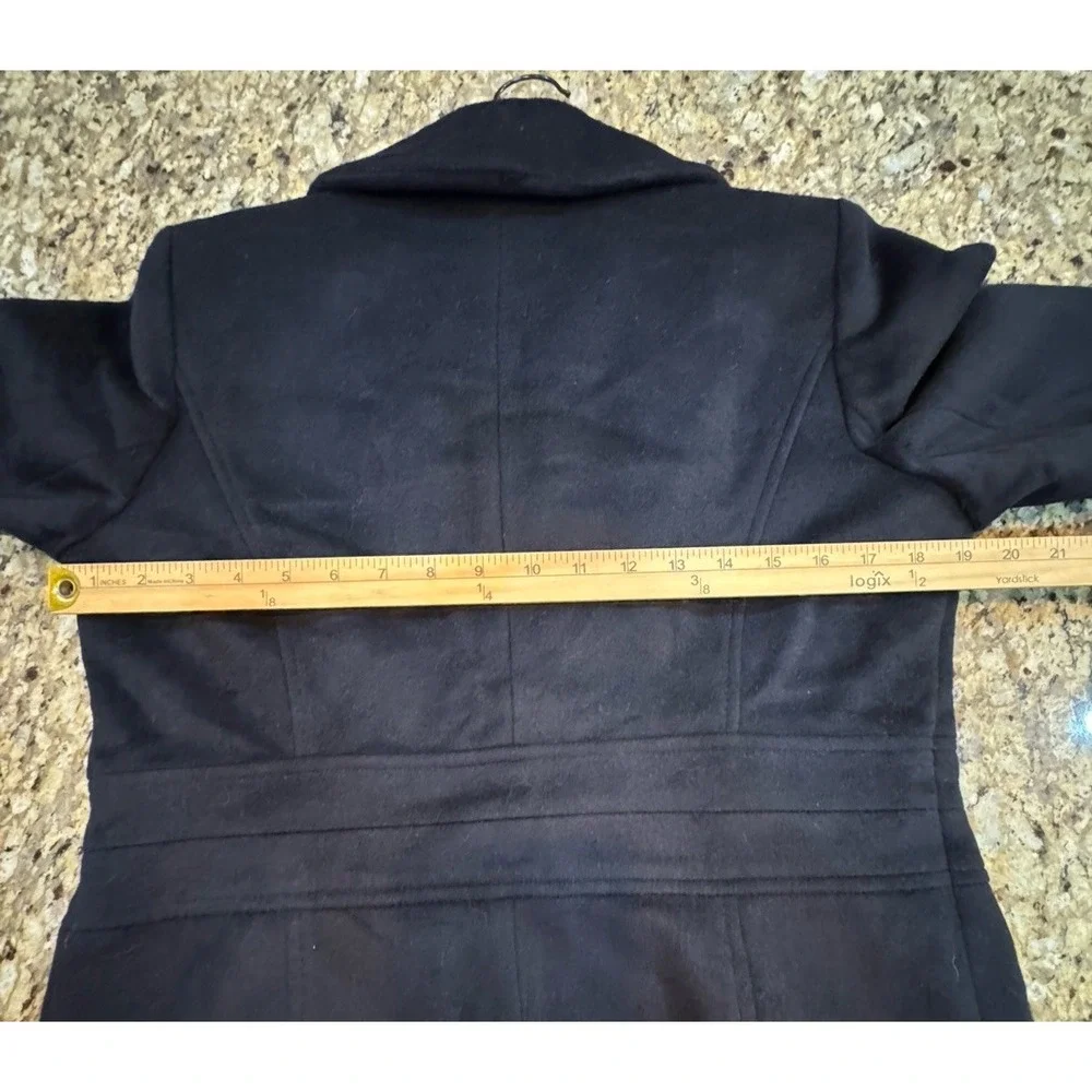 Anne Klein Black Wool CASHMERE Blend Coat Women's Size 4 Classic Tailored Long